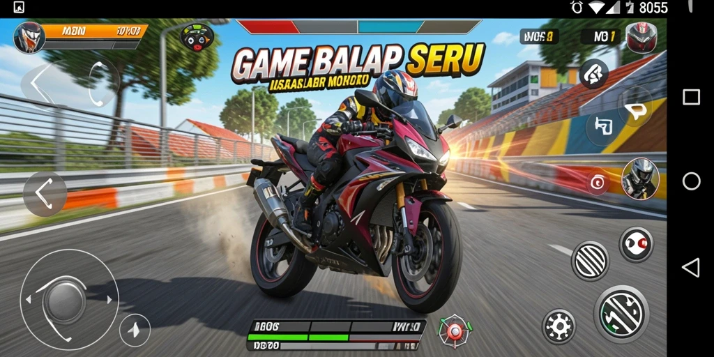 Tampak balapan seru di trek dengan motor kustom.