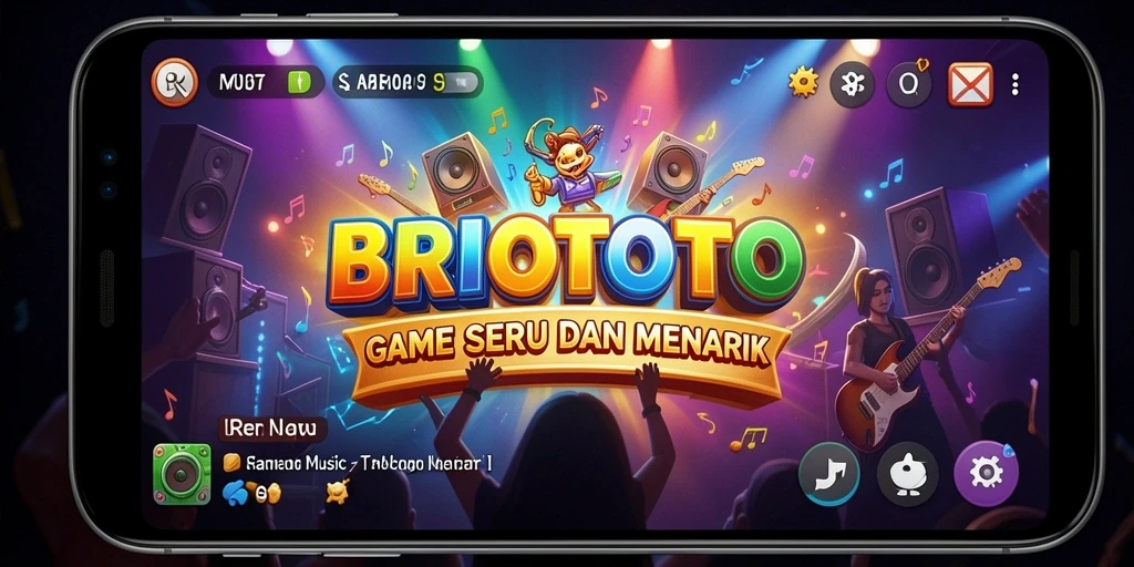 Tampilan gameplay seru dari BRIOTOTO dengan variasi lagu yang menarik.