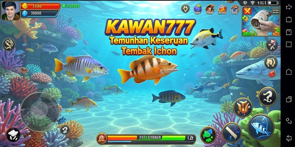 Gameplay seru dalam KAWAN777 dengan berbagai ikan untuk diburu.