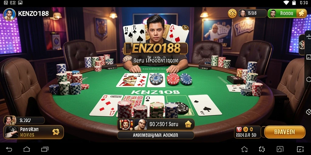 Screenshot KENZO188 menampilkan momen seru dalam permainan Poker.