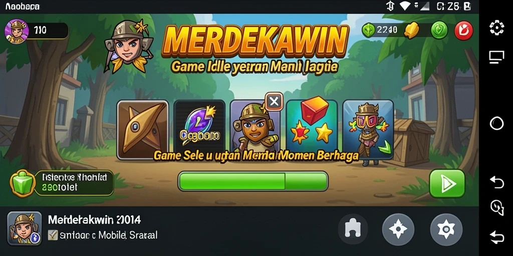 Screenshot game MERDEKAWIN menampilkan gameplay Idle yang menarik.