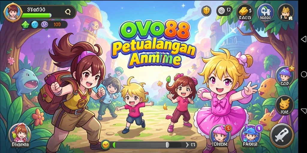 Tampilan gameplay OVO88 dengan karakter Anime yang penuh warna.