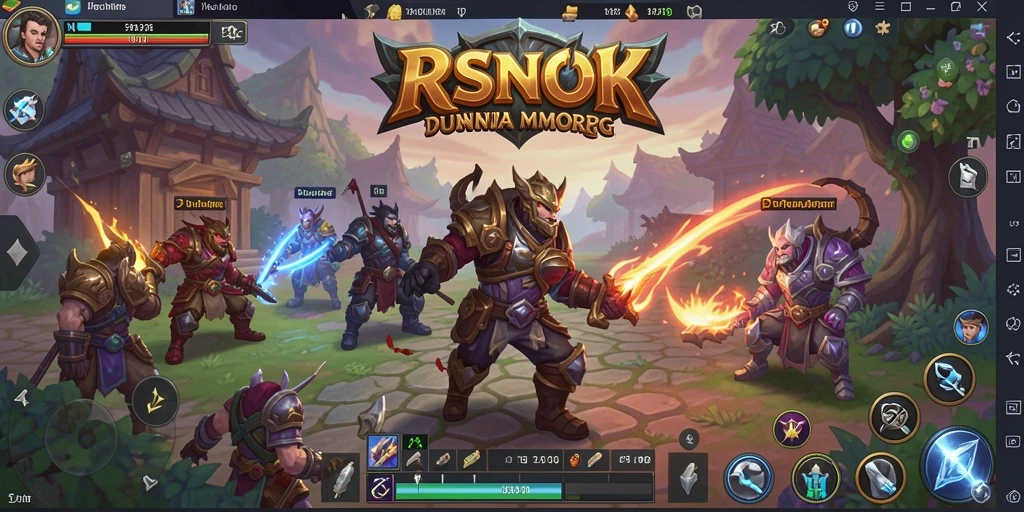 Screenshot gameplay RSNOK yang menunjukkan pertarungan epik dalam MMORPG.