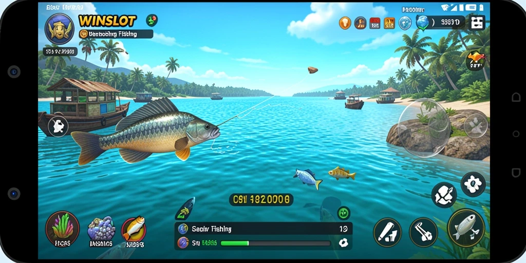 Screenshot gameplay WINSLOT menampilkan aksi memancing yang seru.